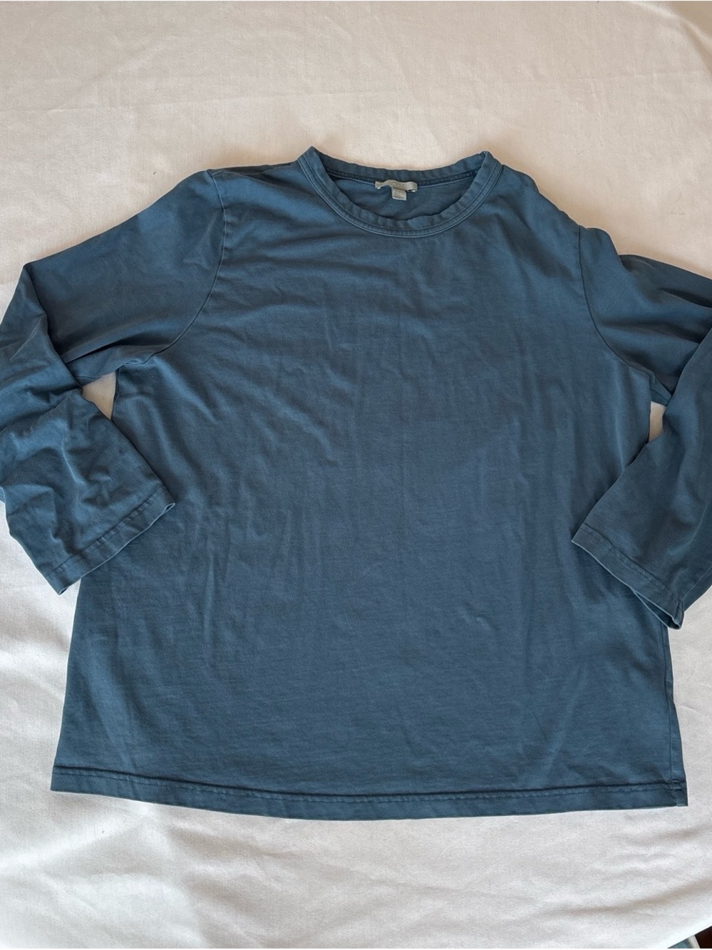 COS Blue 100% Cotton Knit T-Shirt Crew Neck Long Sleeve Solid Women's Size L